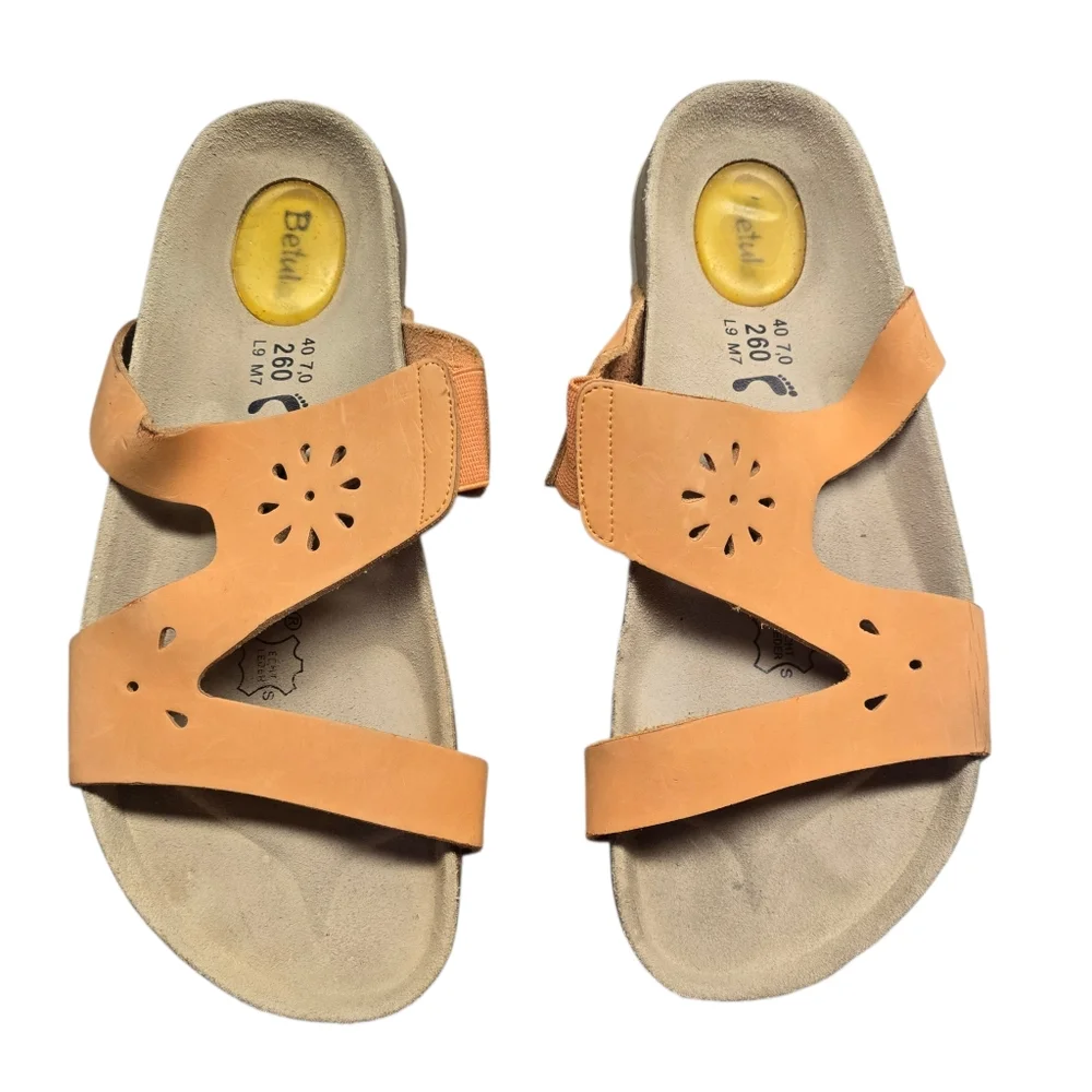 Birkenstock Betula Peach Floral Cut Out Slip In Sandals Size 9